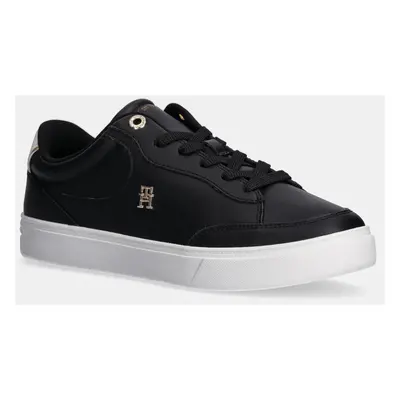 Kožené sneakers boty Tommy Hilfiger ESSENTIAL CHIC COURT SNEAKER černá barva, FW0FW08322