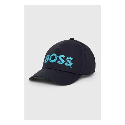 Bavlněná baseballová čepice BOSS BOSS GREEN s potiskem