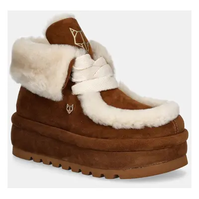 Semišové sněhule Naked Wolfe Bambi béžová barva, Bambi Suede Shearling Tan