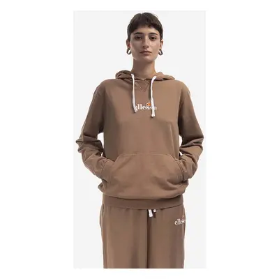 Bavlněná mikina Ellesse Daphni Oh Hoody dámská, hnědá barva, s kapucí, s aplikací, SGM14014-PINK