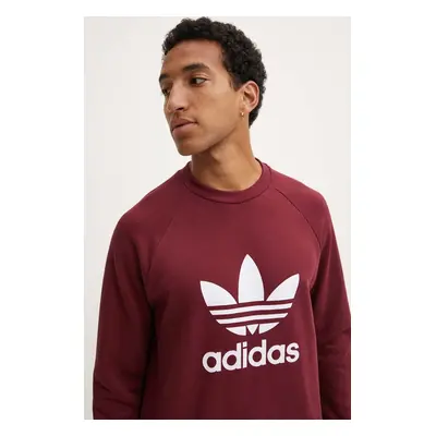 Bavlněná mikina adidas Originals pánská, červená barva, vzorovaná, IA4856-red