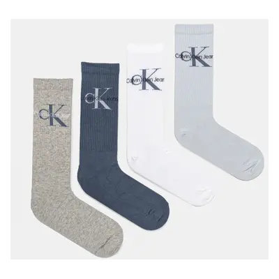 Ponožky Calvin Klein Jeans 4-pack pánské, modrá barva, 701229453