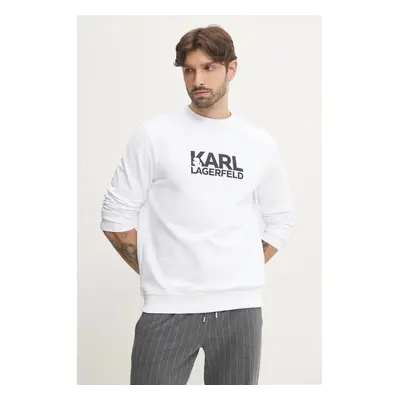 Bavlněná mikina Karl Lagerfeld pánská, bílá barva, s potiskem, 551917.705091