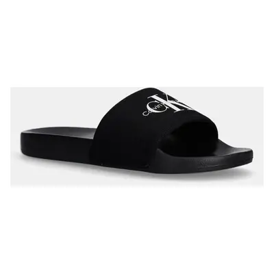 Pantofle Calvin Klein Jeans SLIDE MONOGRAM pánské, černá barva, YM0YM01271