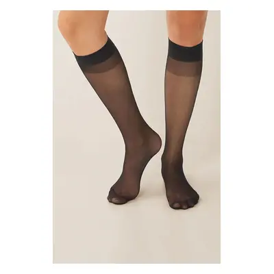 Podkolenky women'secret MINI BASIC STOCKINGS 2-pack černá barva, 8090921