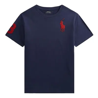 Dětské bavlněné tričko Polo Ralph Lauren tmavomodrá barva, s potiskem, 323832907039