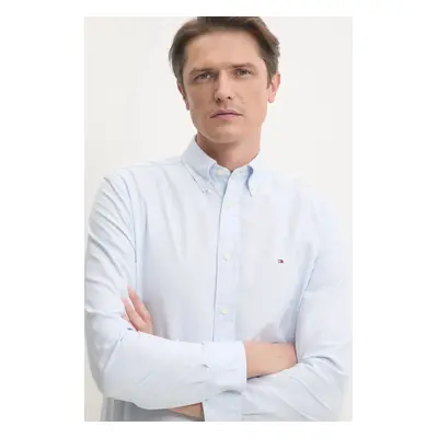 Bavlněná košile Tommy Hilfiger modrá barva, regular, s límečkem button-down, MW0MW37571