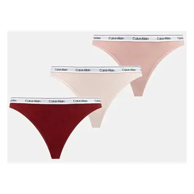 Tanga Calvin Klein Underwear 3-pack růžová barva, 000QD5209E