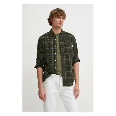 Manšestrová košile Pepe Jeans MAX zelená barva, regular, s límečkem button-down, PM308721