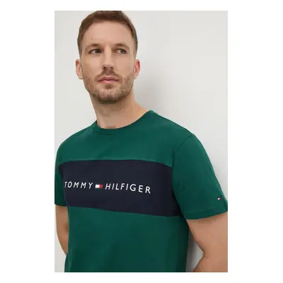 Bavlněné tričko Tommy Hilfiger zelená barva, UM0UM03418