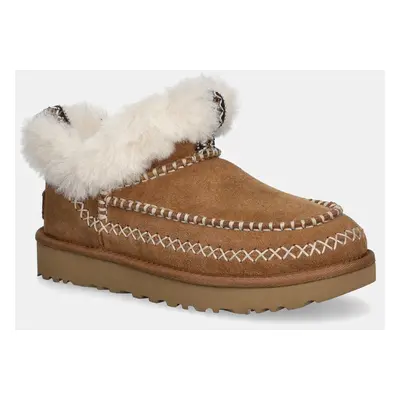 Semišové sněhule UGG Classic Ultra Mini Alpine hnědá barva, 1158224-CHE