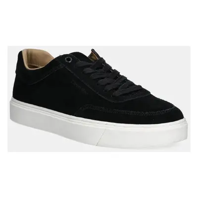 Semišové sneakers boty Calvin Klein LACE UP SUEDE černá barva, HM0HM01792