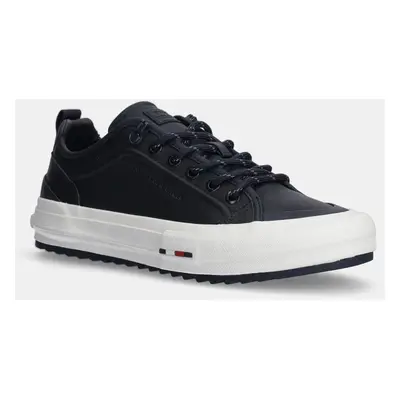 Kožené sneakers boty Tommy Hilfiger TH HI VULC CLEAT LOW LTH tmavomodrá barva, FM0FM05452