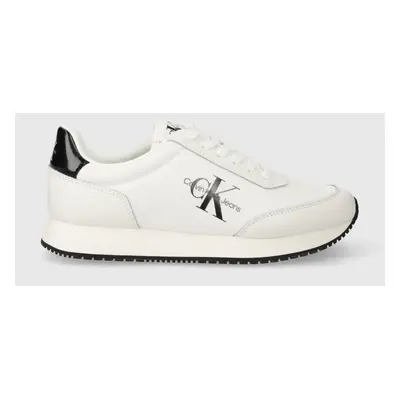 Sneakers boty Calvin Klein Jeans RUNNER LOW LACE MIX ML MET bílá barva, YW0YW01370