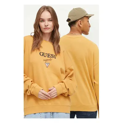 Mikina Guess Originals pánská, žlutá barva, s aplikací