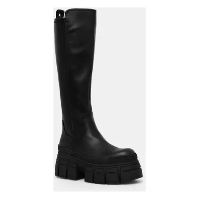 Kozačky Buffalo Gospher Stretch Boot dámské, černá barva, na platformě, 1622354-BLK