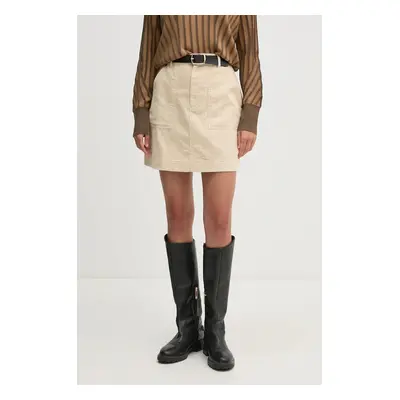 Manšestrová sukně Barbour béžová barva, mini, pouzdrová, LSK0105