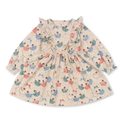 Dívčí šaty Konges Sløjd BASIC FRILL DRESS GOTS béžová barva, mini, KS101889