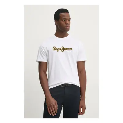 Bavlněné tričko Pepe Jeans DORIAN TEE bílá barva, s potiskem, PM509721