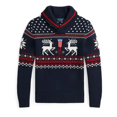 Dětský svetr s příměsí vlny Polo Ralph Lauren tmavomodrá barva, 323951375001