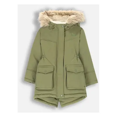 Dětská bunda Coccodrillo zelená barva, OUTERWEAR GIRL KIDS