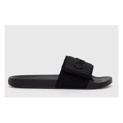 Pantofle Calvin Klein ADJ POOL SLIDE TPU pánské, černá barva, HM0HM01437