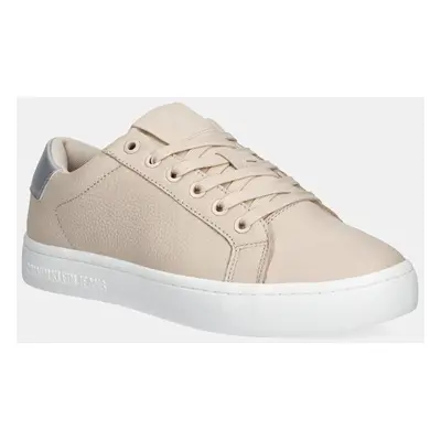 Kožené sneakers boty Calvin Klein Jeans CLASSIC CUPSOLE LOW OHB béžová barva, YW0YW01799