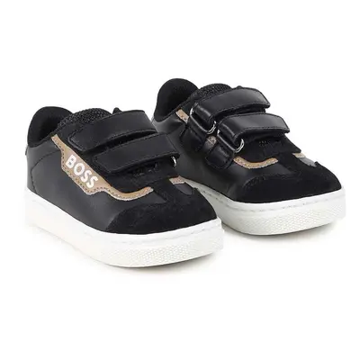 Dětské kožené sneakers boty BOSS černá barva, J51346