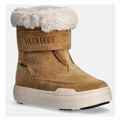 Dětské sněhule Moon Boot JR PARK STRAP BOOT SUEDE hnědá barva, 80D3440040