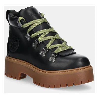 Kožené workery Timberland Stone Street dámské, černá barva, na plochém podpatku, TB0A27VJW021