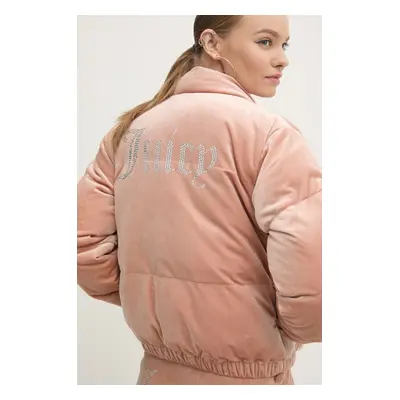 Velurová bunda Juicy Couture MARGO PUFFER hnědá barva, JCOIJ224556