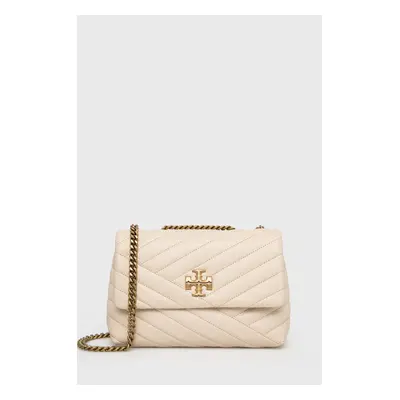 Kožená kabelka Tory Burch Kira Chevron Small béžová barva, 90452.122