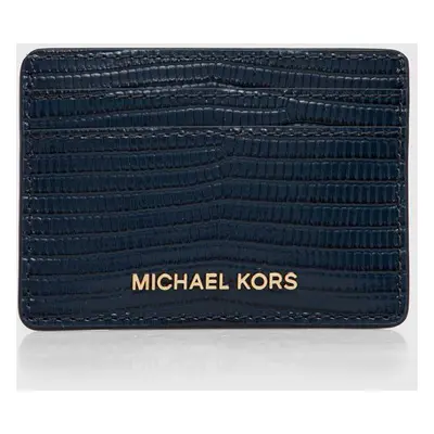 Kožené pouzdro na karty MICHAEL Michael Kors tmavomodrá barva