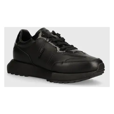 Kožené sneakers boty Calvin Klein LOW TOP LACE UP LTH W HF černá barva, HM0HM01479