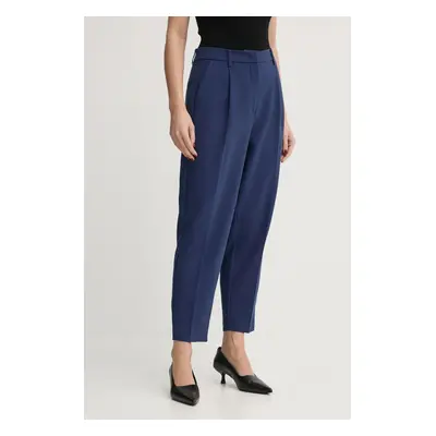 Kalhoty Bruuns Bazaar CindySus Dagny pants dámské, tmavomodrá barva, přiléhavé, high waist, BBW2