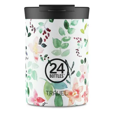 Termohrnek 24bottles Travel Tumbler 350 ml Little Buds bílá barva, Travel.350.LittleBuds