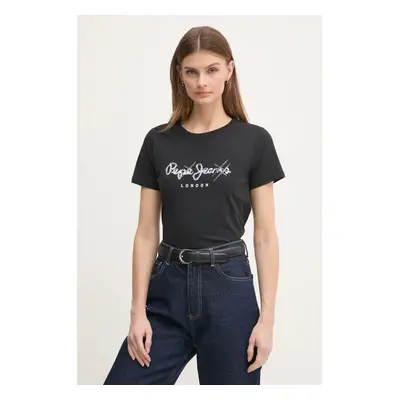 Bavlněné tričko Pepe Jeans LETICIA černá barva, PL505997