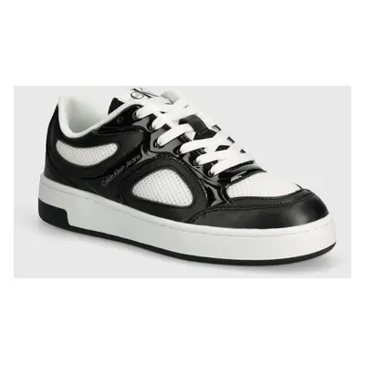 Sneakers boty Calvin Klein Jeans BASKET CUPSOLE LOW MIX IN MET černá barva, YW0YW01387