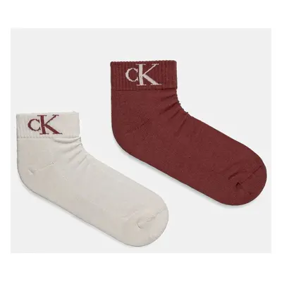 Ponožky Calvin Klein Jeans 2-pack pánské, vínová barva, 701228805