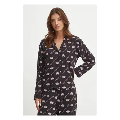 Pyžamová košile Juicy Couture ESTELLE PYJAMA TOP dámská, černá barva, JCLPT224503