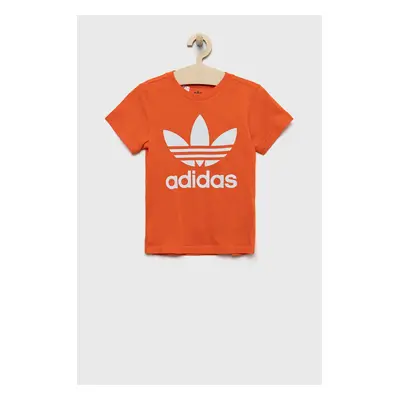 Dětské bavlněné tričko adidas Originals oranžová barva, s potiskem