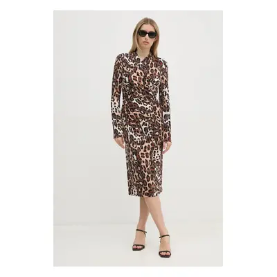 Šaty DIANE VON FURSTENBERG béžová barva, midi, DVFDL3S039