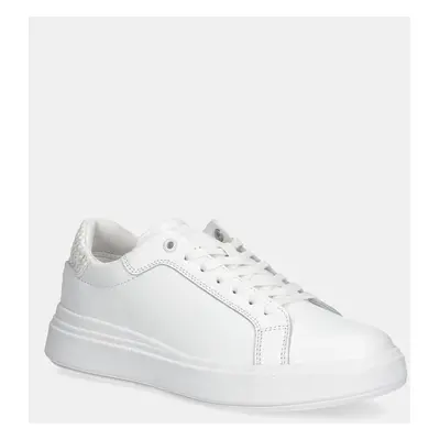 Sneakers boty Calvin Klein LOW TOP LACE UP WOVEN bílá barva, HM0HM01659