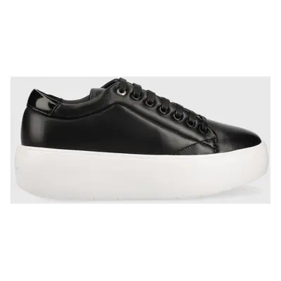 Kožené sneakers boty Calvin Klein HW0HW01356 BUBBLE CUPSOLE LACE UP černá barva