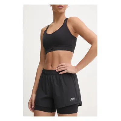 Běžecké šortky New Balance černá barva, medium waist, WS41287BK