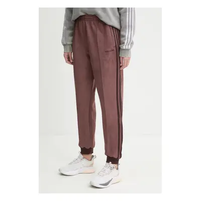 Tepláky adidas Originals hnědá barva, s aplikací, IX1047