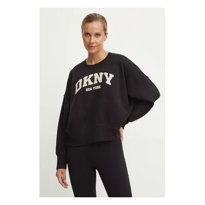 Mikina Dkny dámská, černá barva, s aplikací, DP4T9944