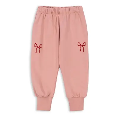 Dětské bavlněné tepláky Konges Sløjd LOUPY LOU SWEAT PANTS GOTS růžová barva, s potiskem, KS1020