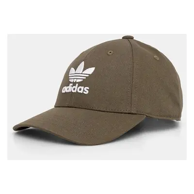 Bavlněná baseballová čepice adidas Originals zelená barva, s aplikací, IX7571