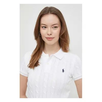 Bavlněné polo tričko Ralph Lauren bílá barva, 211943010